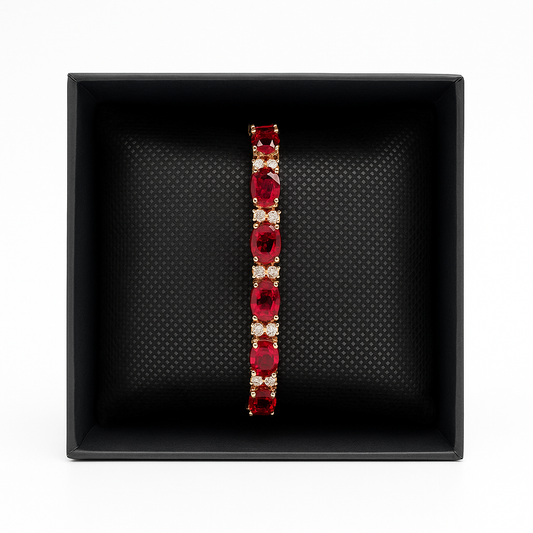 Red and Gold Gem Rhinestone Bracelet