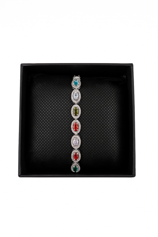 Silver Rhinestone Gem Bracelet
